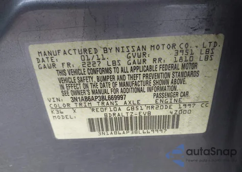 2011 Nissan Sentra 2.0S from USA, damaged, VIN 3N1AB6AP3BL669997